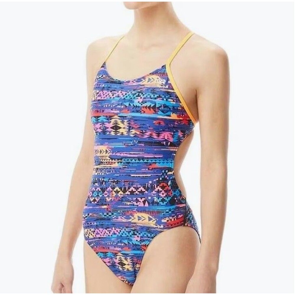 TYR Womens Durafast Kiowa Orange/multi Mojave Cutoutfit One Piece Swim Sz 36 New